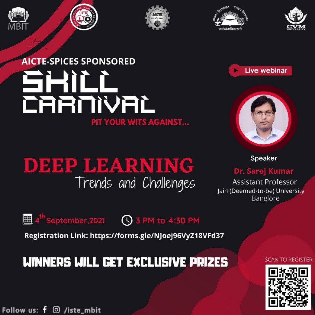 AICTE SPICES & CVMU Sponsored “Deep Learning – Trends and Challenges”