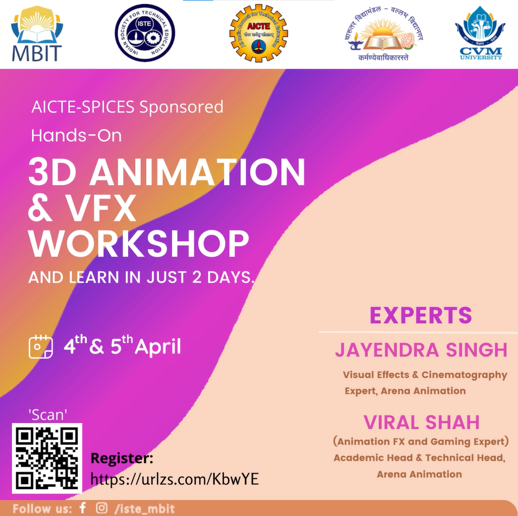 AICTE SPICES Sponsored Workshop on “3D Animation & VFX ”