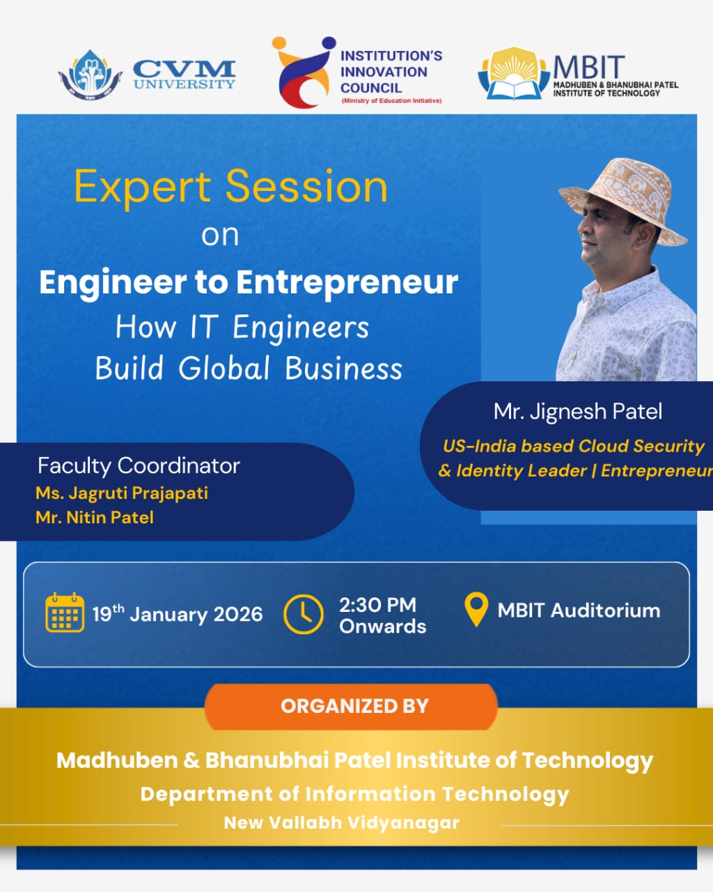 Expert Lecture on ” Engineer to Entrepreneur – How IT Engineers Build Global Business”
