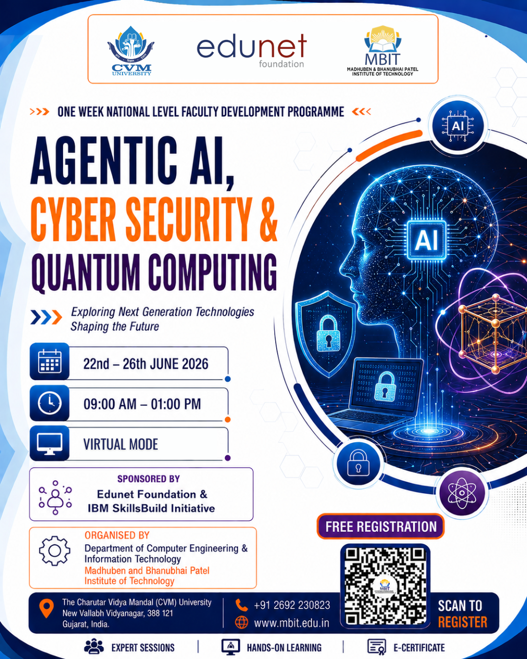 One Week National Level FDP on “Agentic AI, Cyber Security & Quantum Computing” (22nd to 26th June 2026)